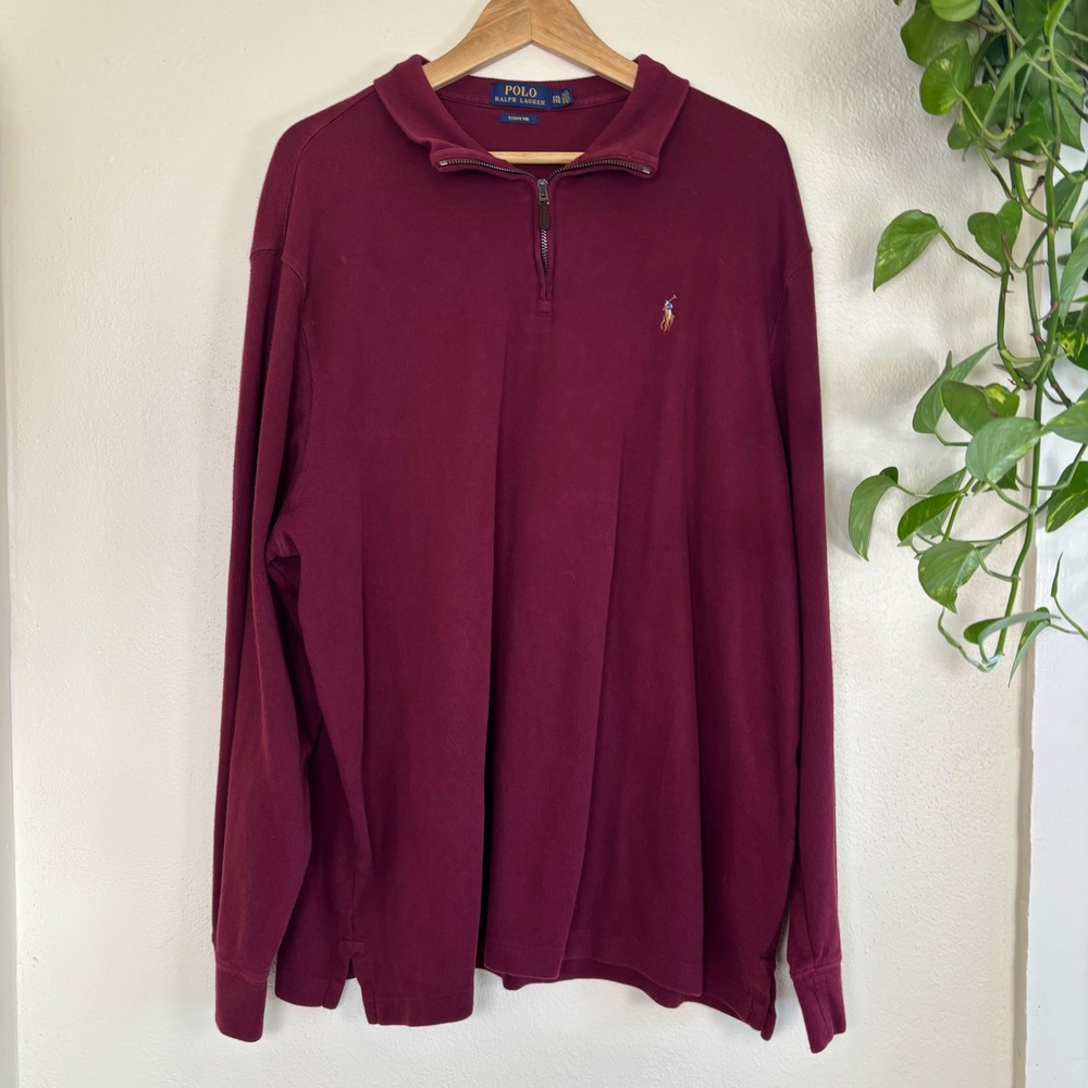 Polo Ralph Lauren estate rib maroon quarter zip XXL burgundy ribbed pullover
